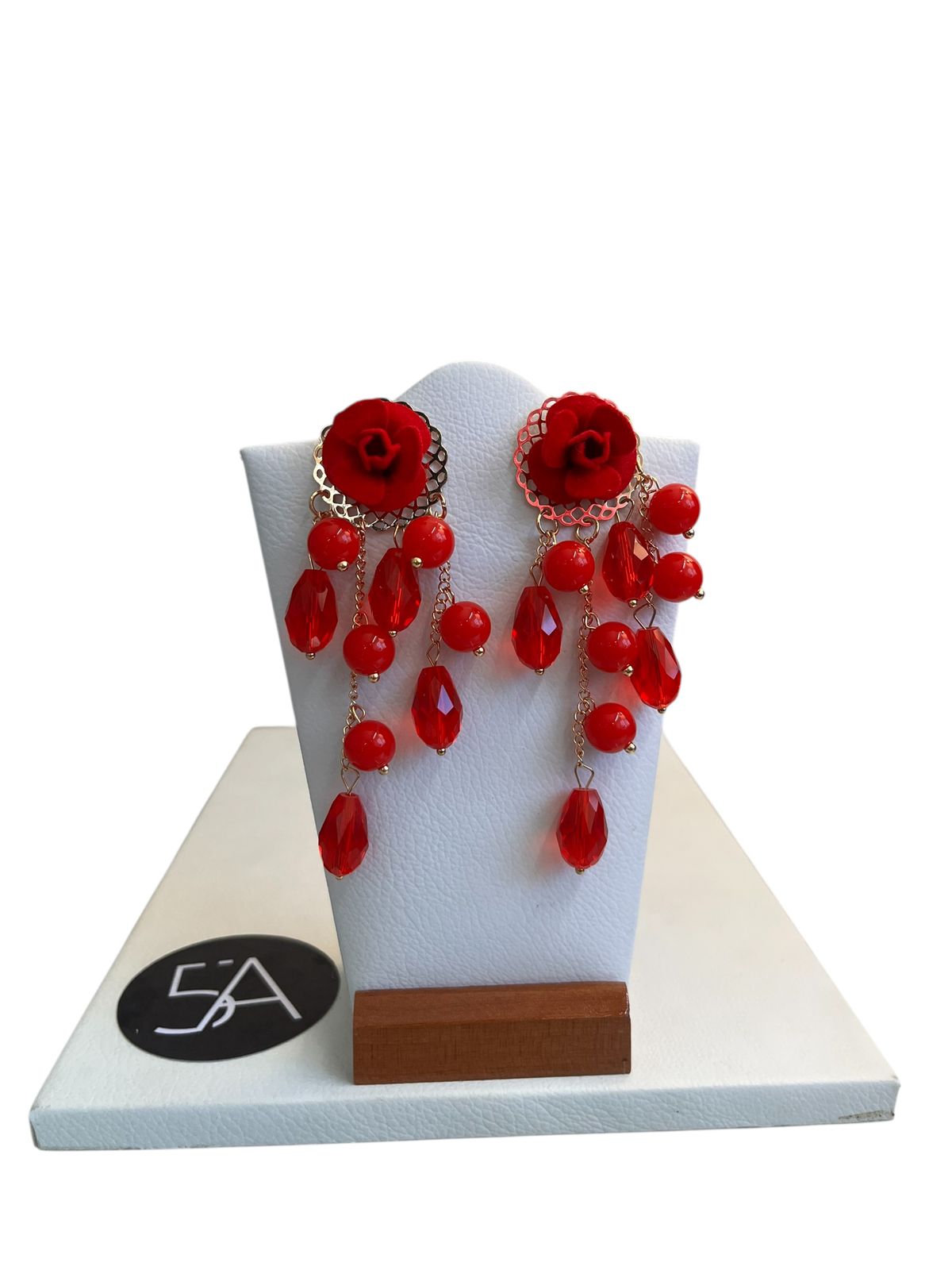 🌹 Aros Rosa Roja Colgantes 🌹