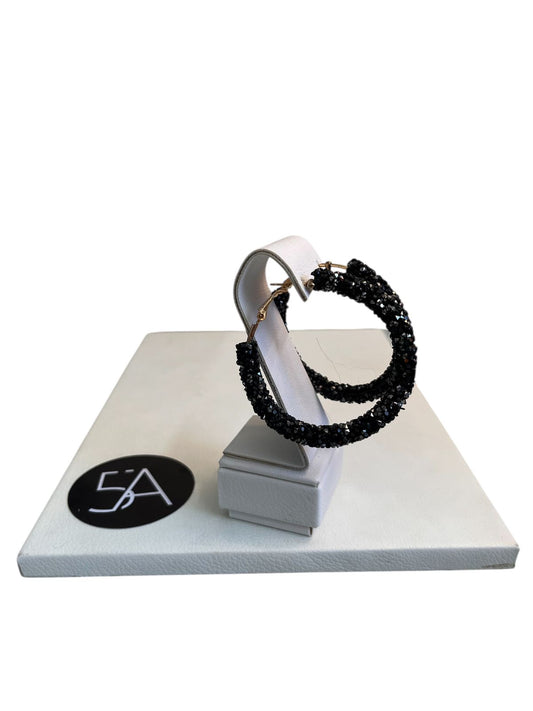 ✨ Aros argolla cristal negro