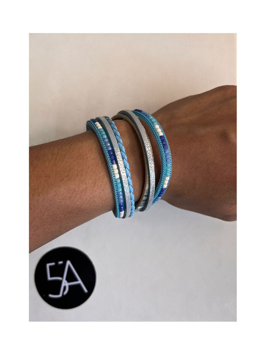 Pulsera Multivuelta en Tonos Azules