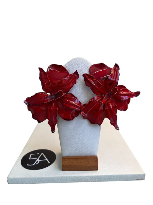 🌹 Aros flor rojo profundo