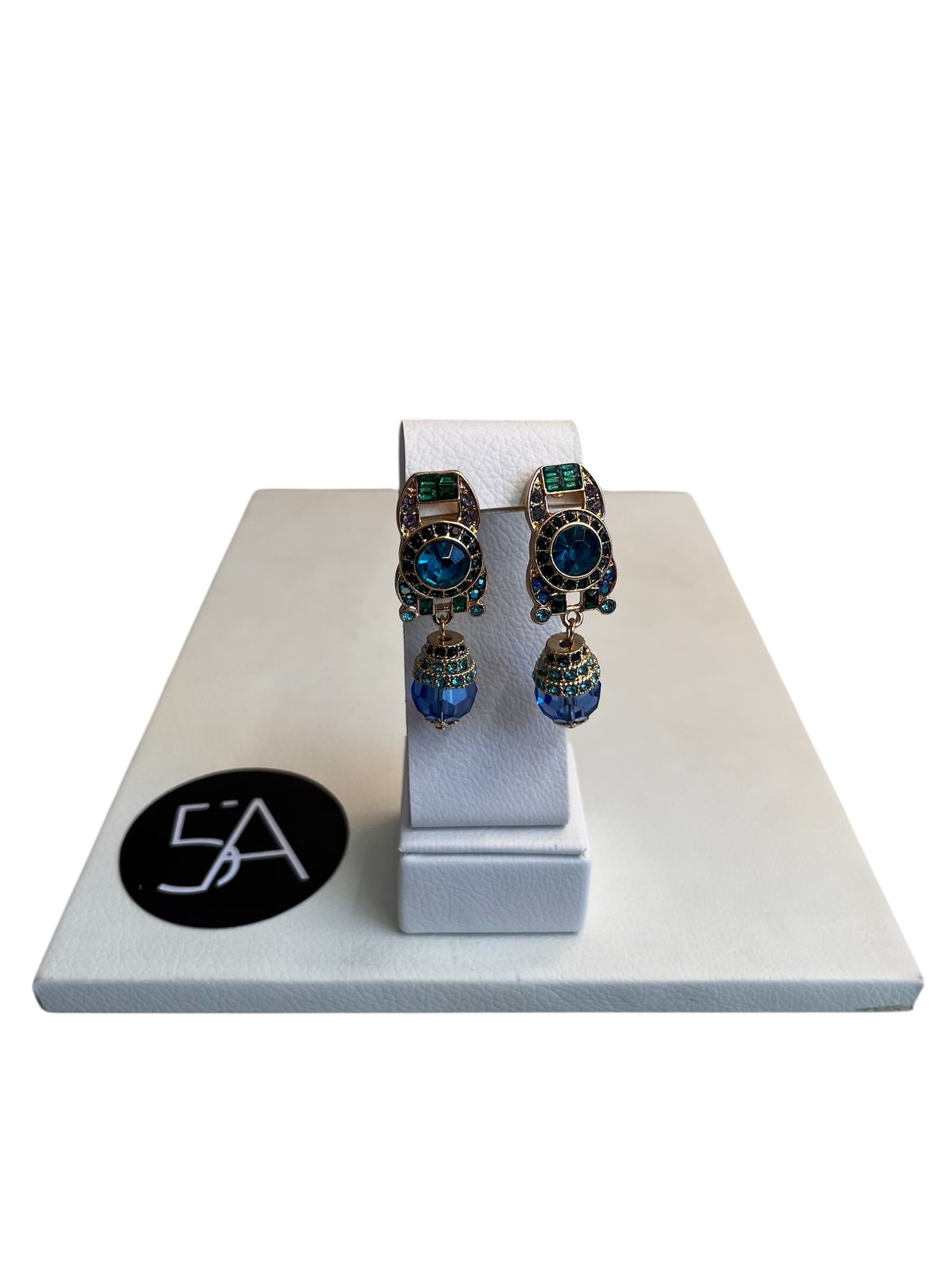 Aros colgantes azules con cristales