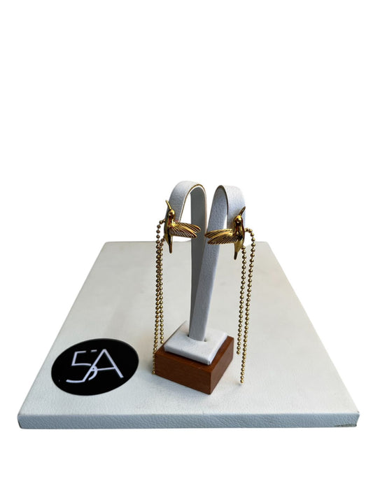 ✨ Aros colgantes dorados con cadena ✨