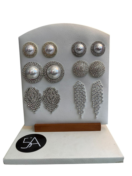 ✨ Set de aros con perlas y strass – elegancia total ✨