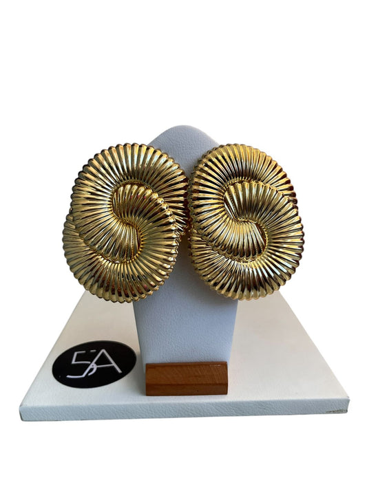💛 Aros dorados espiral acanalada