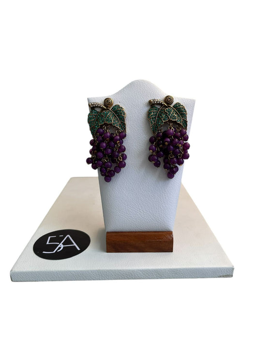 🍇✨ Aros racimo con hojas esmaltadas – joya protagonista ✨🍇