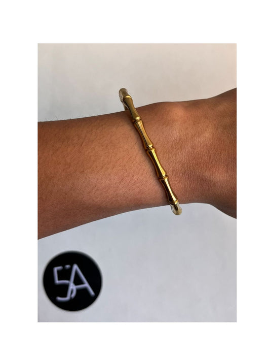 Pulsera Dorada Estilo Bambú