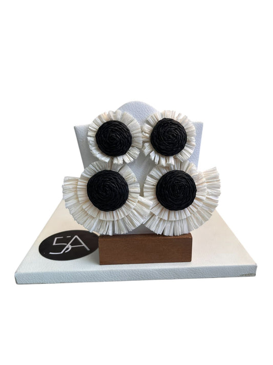 ✨ Aros flor en rafia bicolor